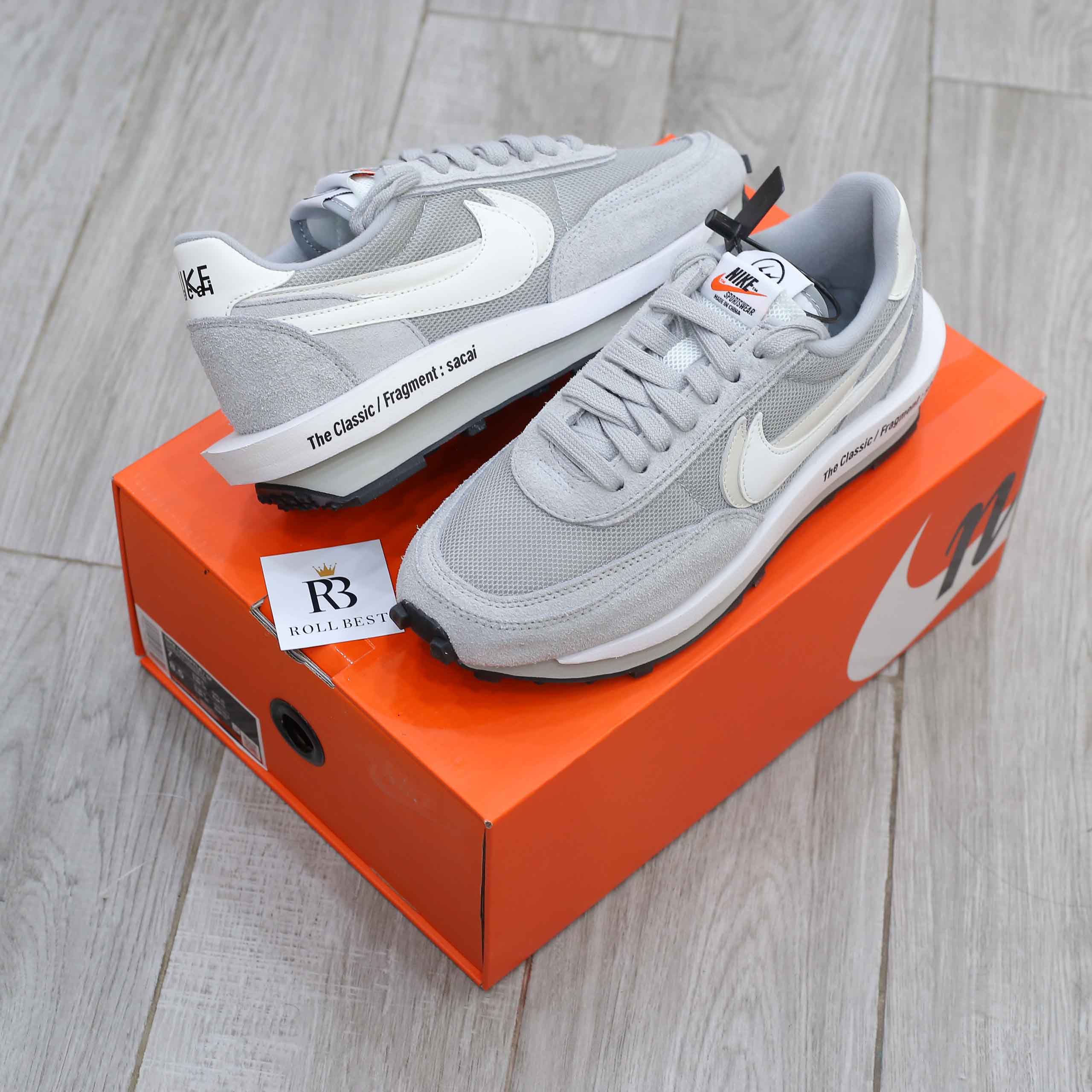 Giày Nike Fragment Design x Sacai x LDV Waffle ‘Light Smoke Grey’ Best Quality