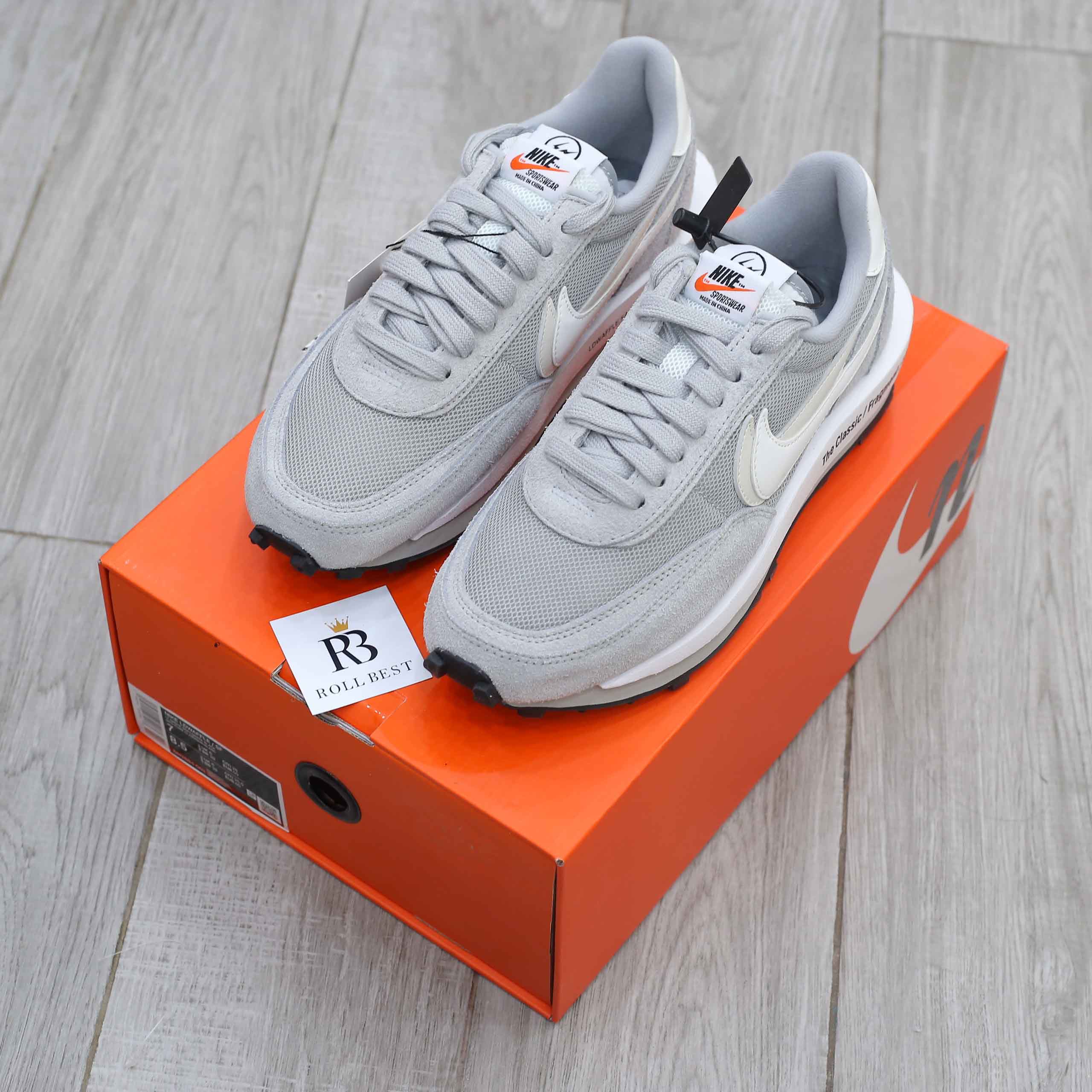Giày Nike Fragment Design x Sacai x LDV Waffle ‘Light Smoke Grey’ Best Quality