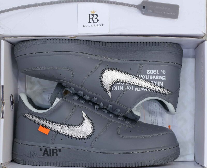 Giày Off-White x Nike Air Force 1 07 Low Dark Grey White Silver Best Quality