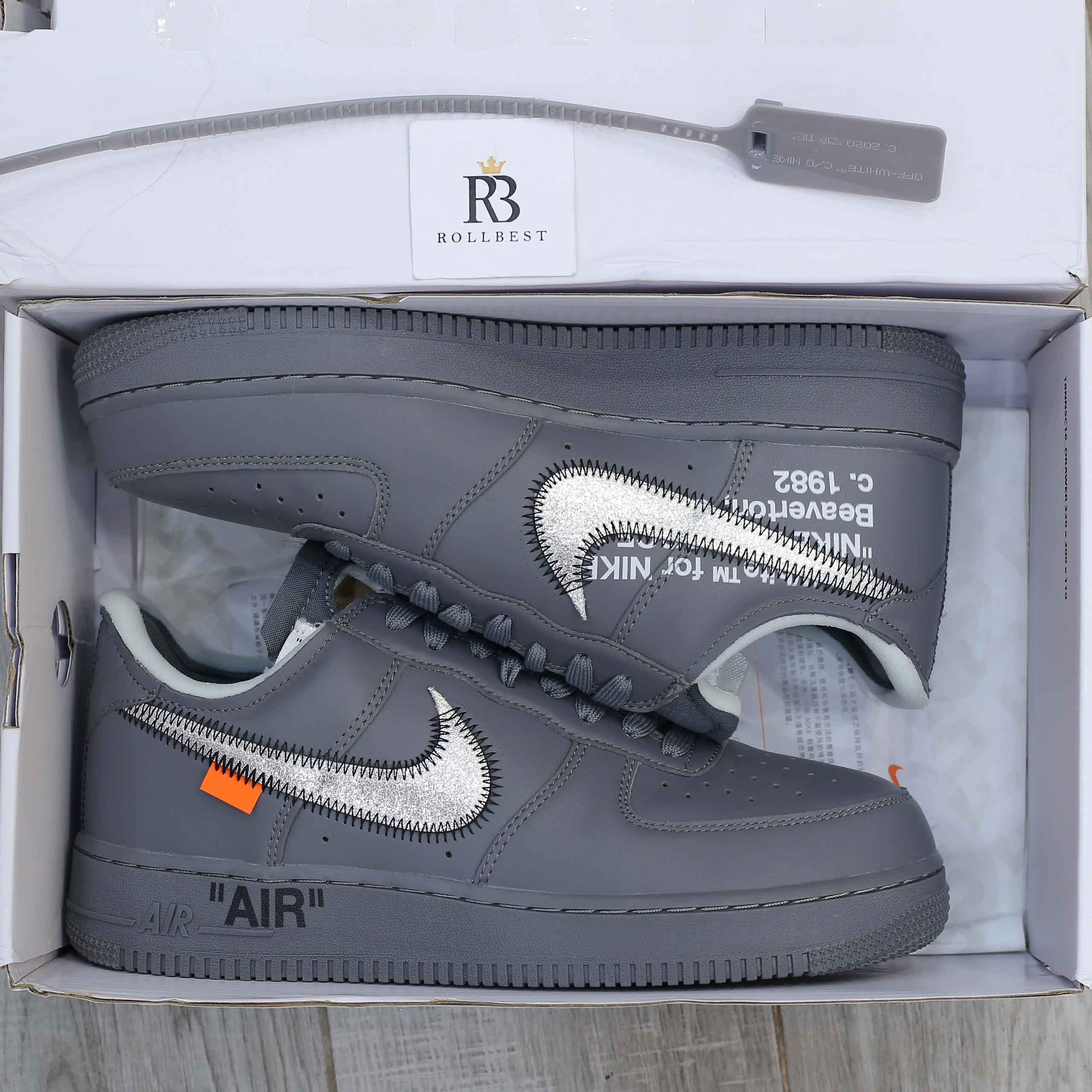 Giày Off-White x Nike Air Force 1 07 Low Dark Grey White Silver Best Quality