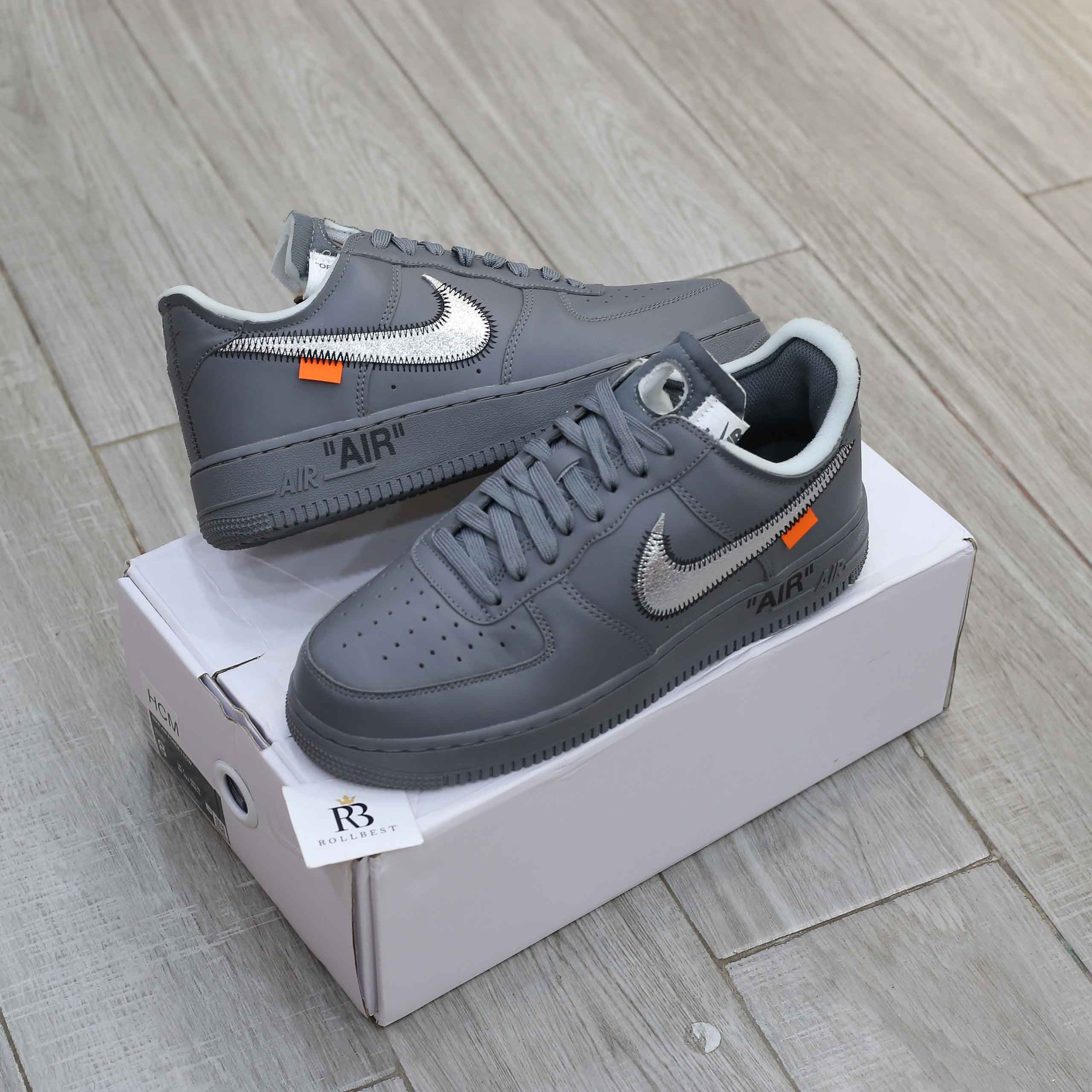 Giày Off-White x Nike Air Force 1 07 Low Dark Grey White Silver Best Quality