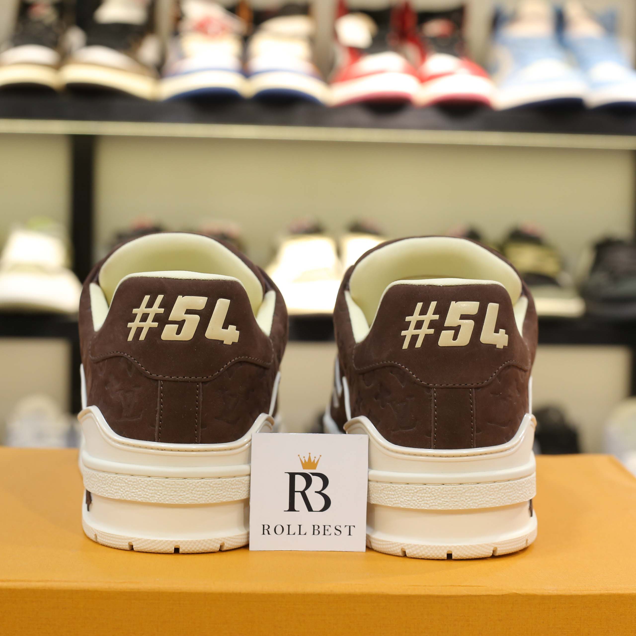 Giày Louis Vuitton LV Trainer #54 Nubuck Calf Leather Moka Brown Best Quality