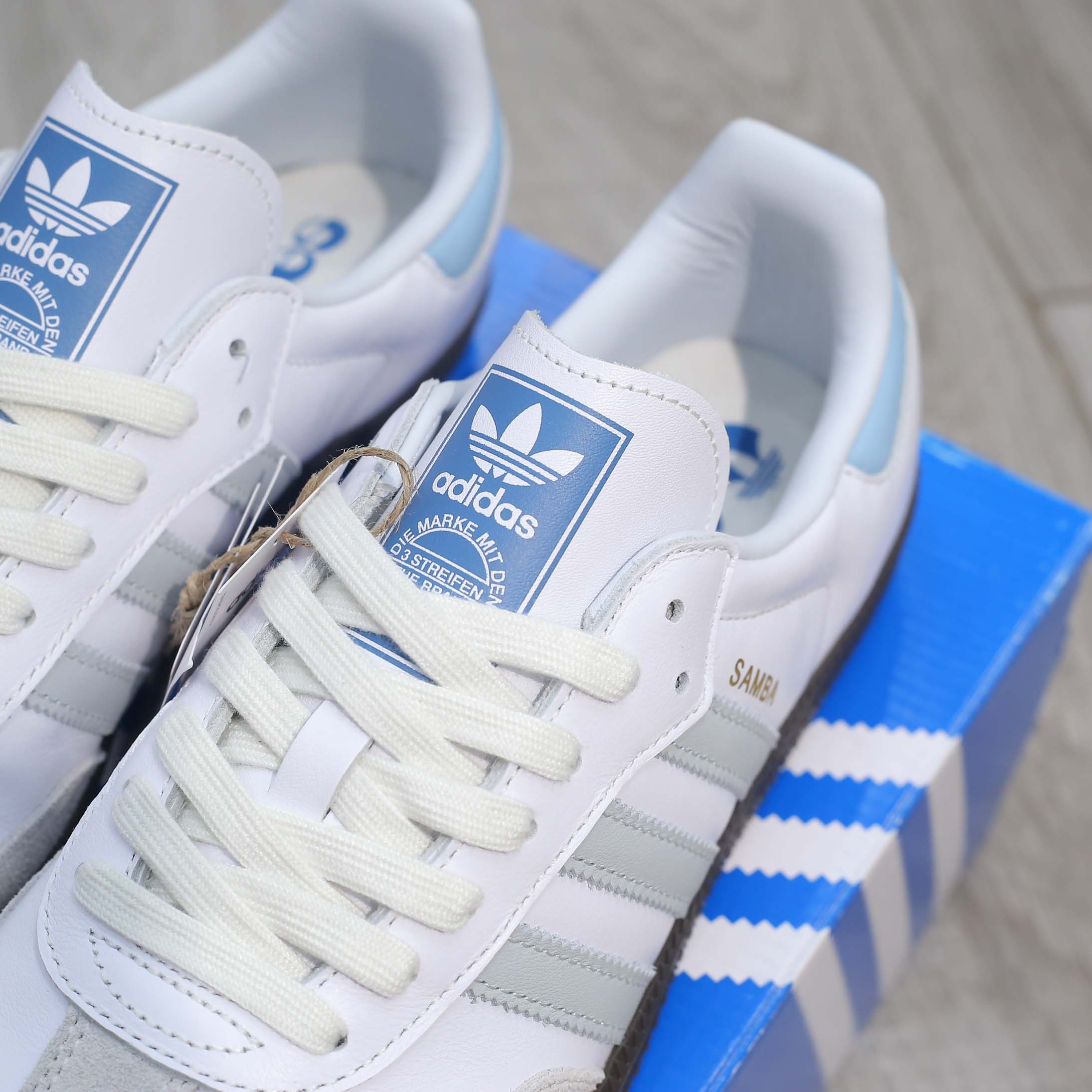 Giày Adidas Samba OG ‘White Halo Blue Gum’ Best Quality