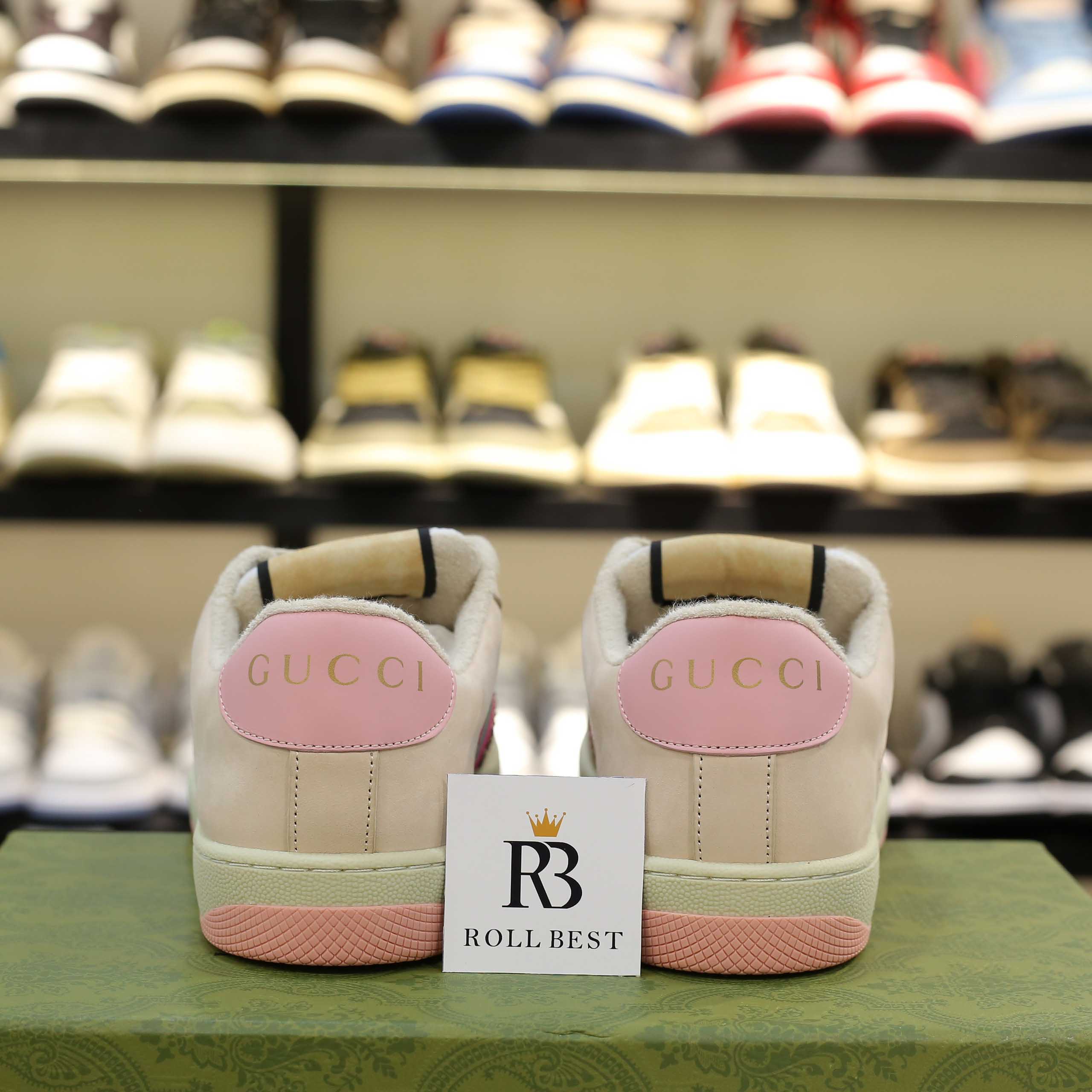 Giày Gucci Screener GG Beige And Ebony Canvas With Crystals Best Quality