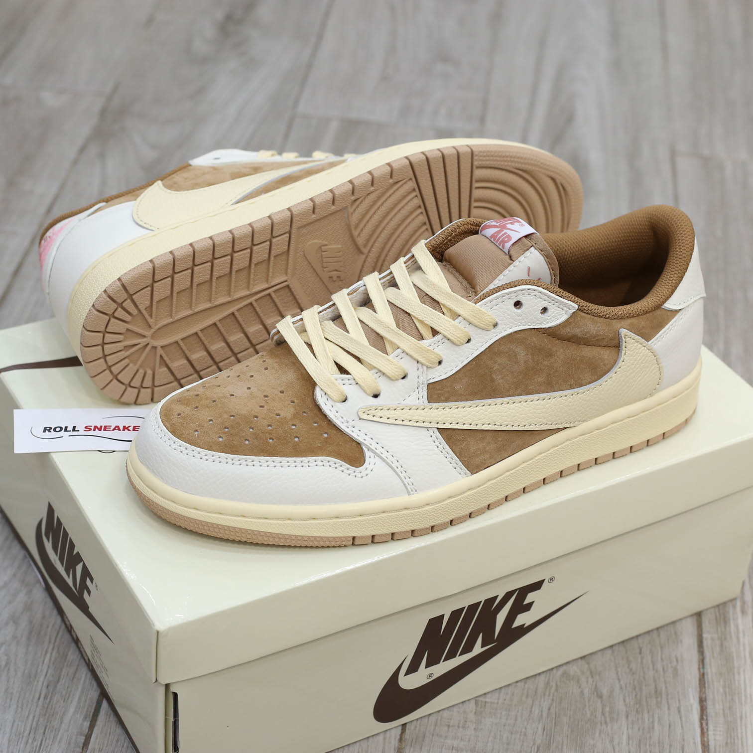Giày Jordan 1 Low OG Travis Scott Brown Shy Like Auth