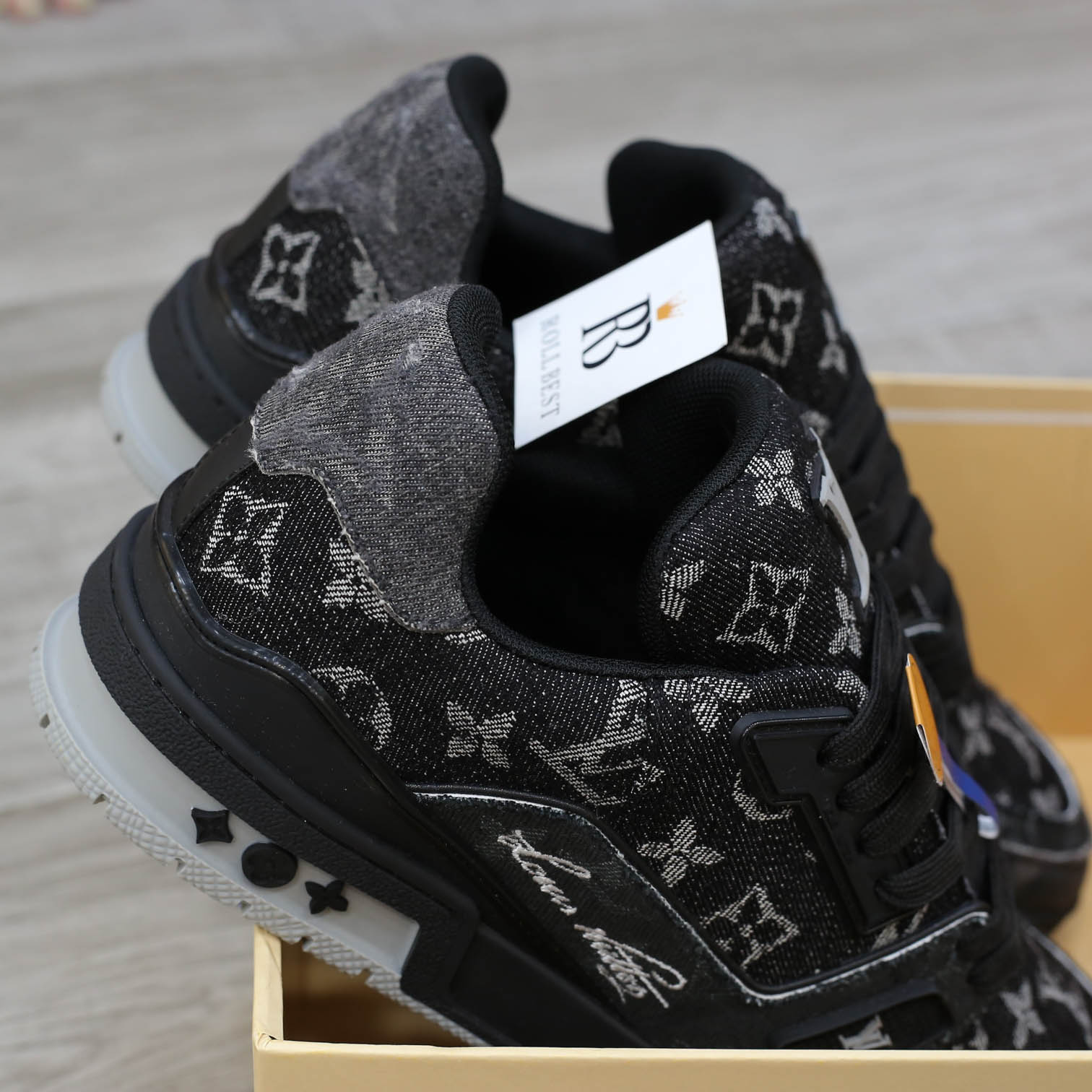 Giày Louis Vuitton LV Trainer Black Denim Monogram Black Best Quality