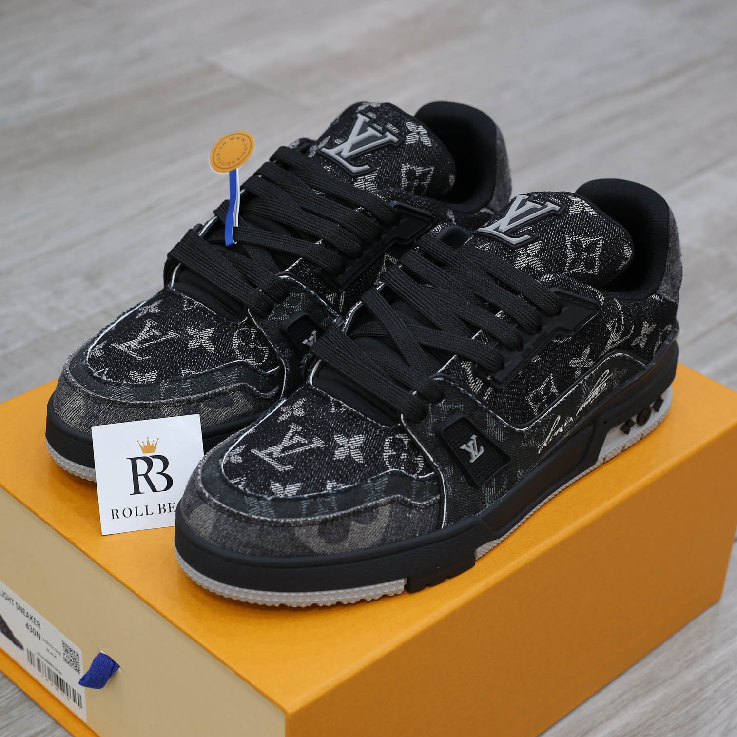 Giày Louis Vuitton LV Trainer Black Denim Monogram Black Best Quality