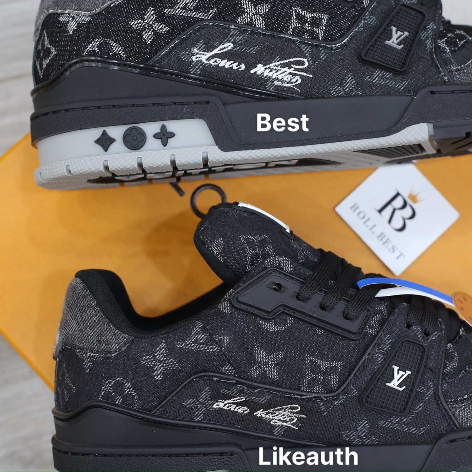Giày Louis Vuitton LV Trainer Black Denim Monogram Black Best Quality
