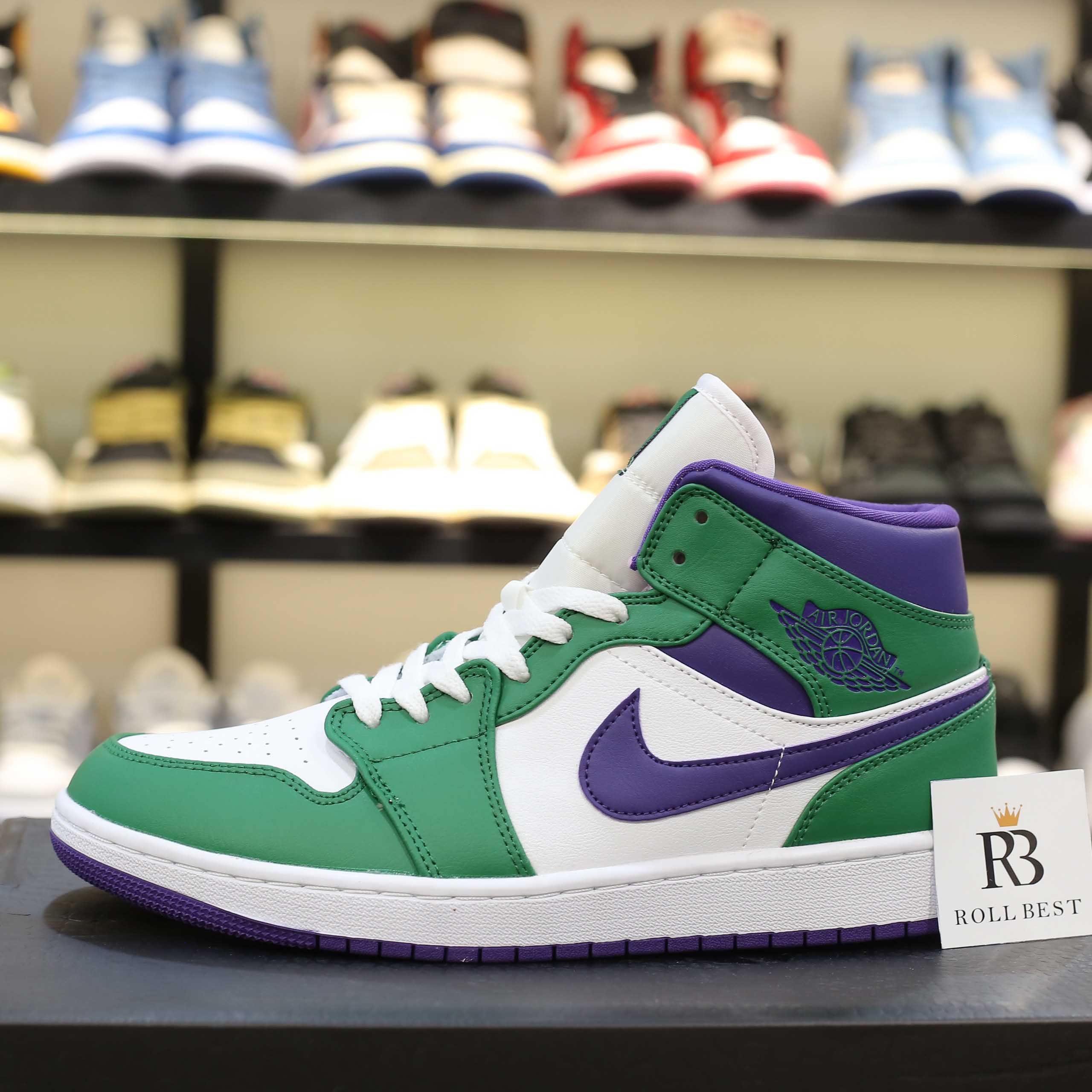 Giày Nike Air Jordan 1 Mid Incredible Hulk Like Auth