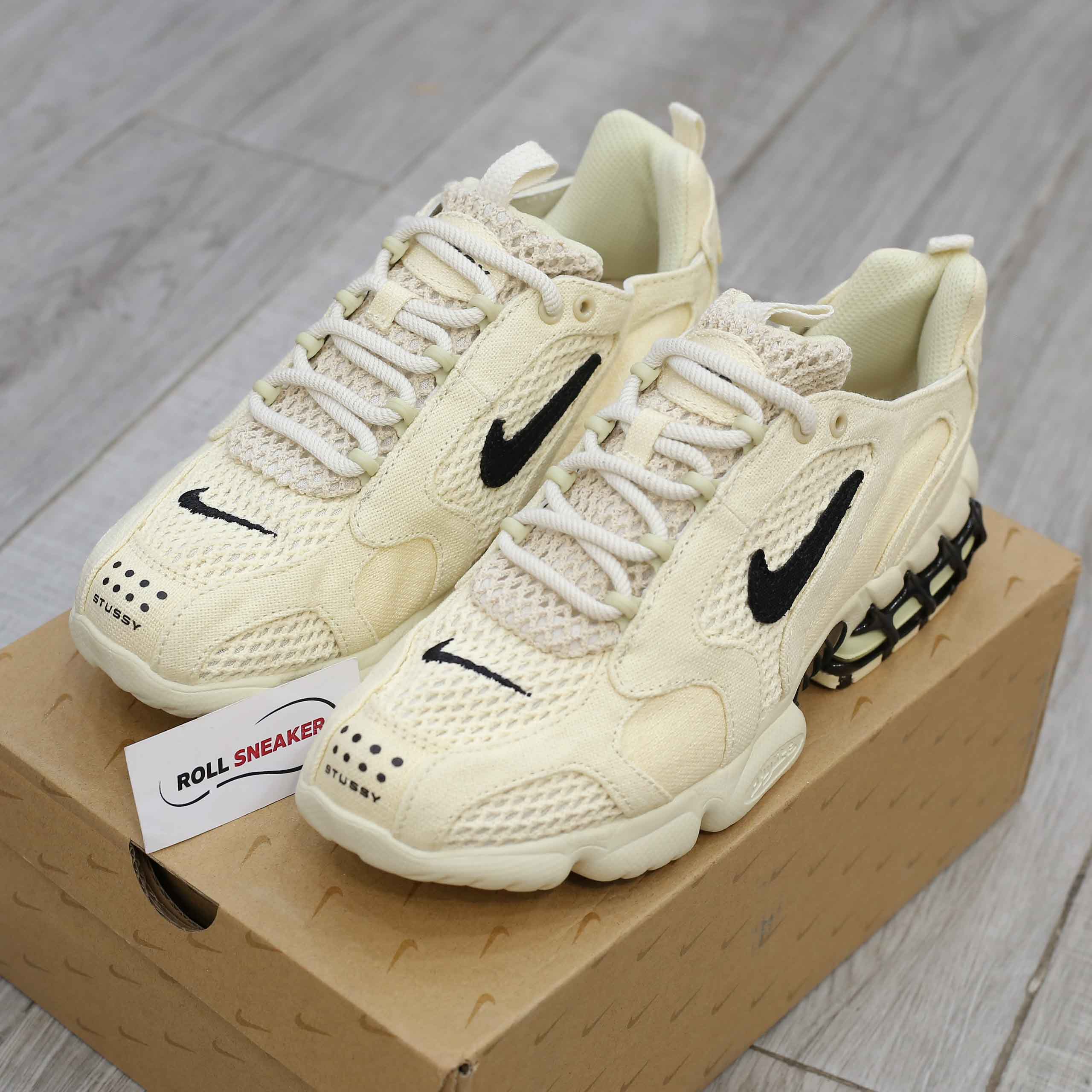 Giày Nike x Stussy Air Zoom Spiridon Caged Fossil Like Auth
