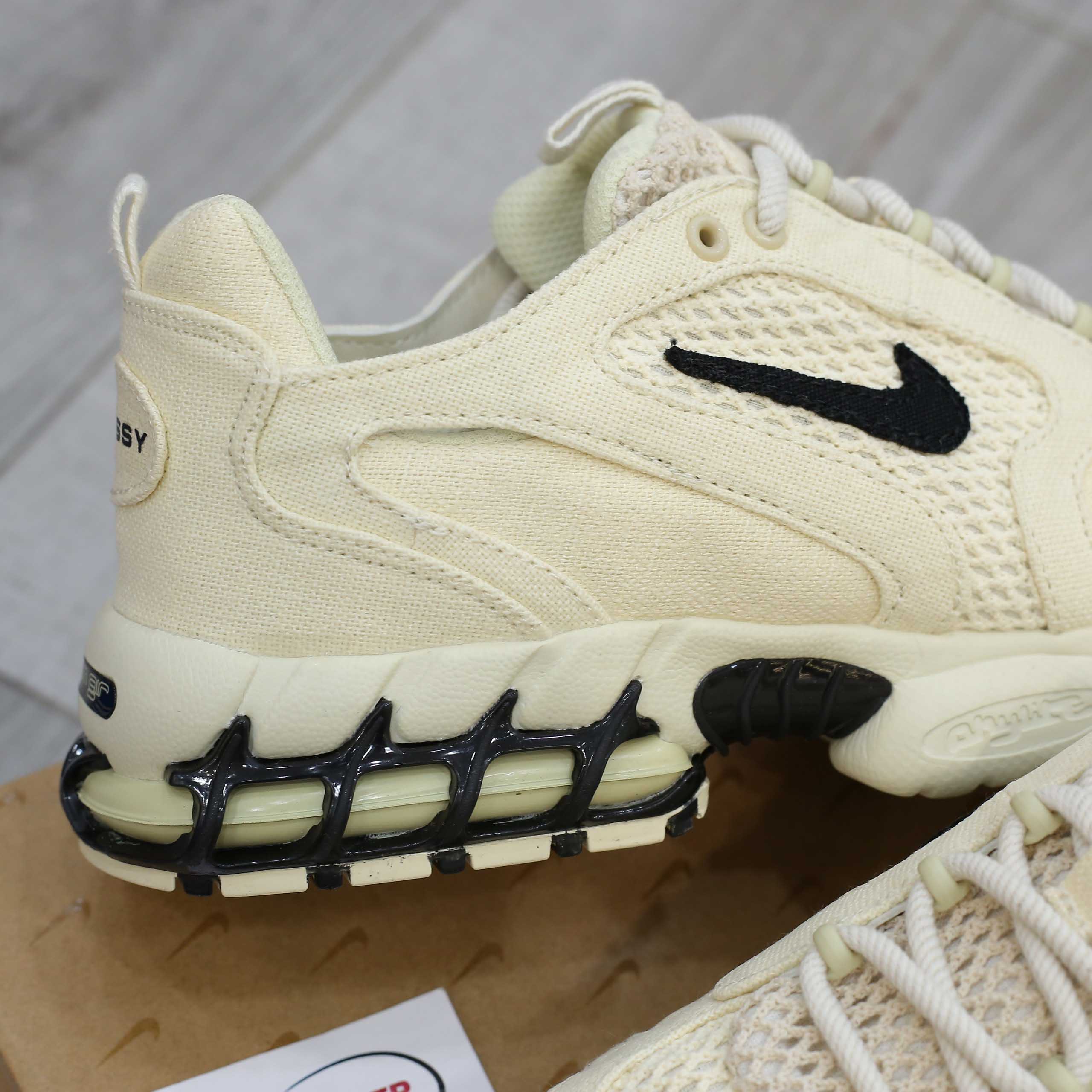 Giày Nike x Stussy Air Zoom Spiridon Caged Fossil Like Auth