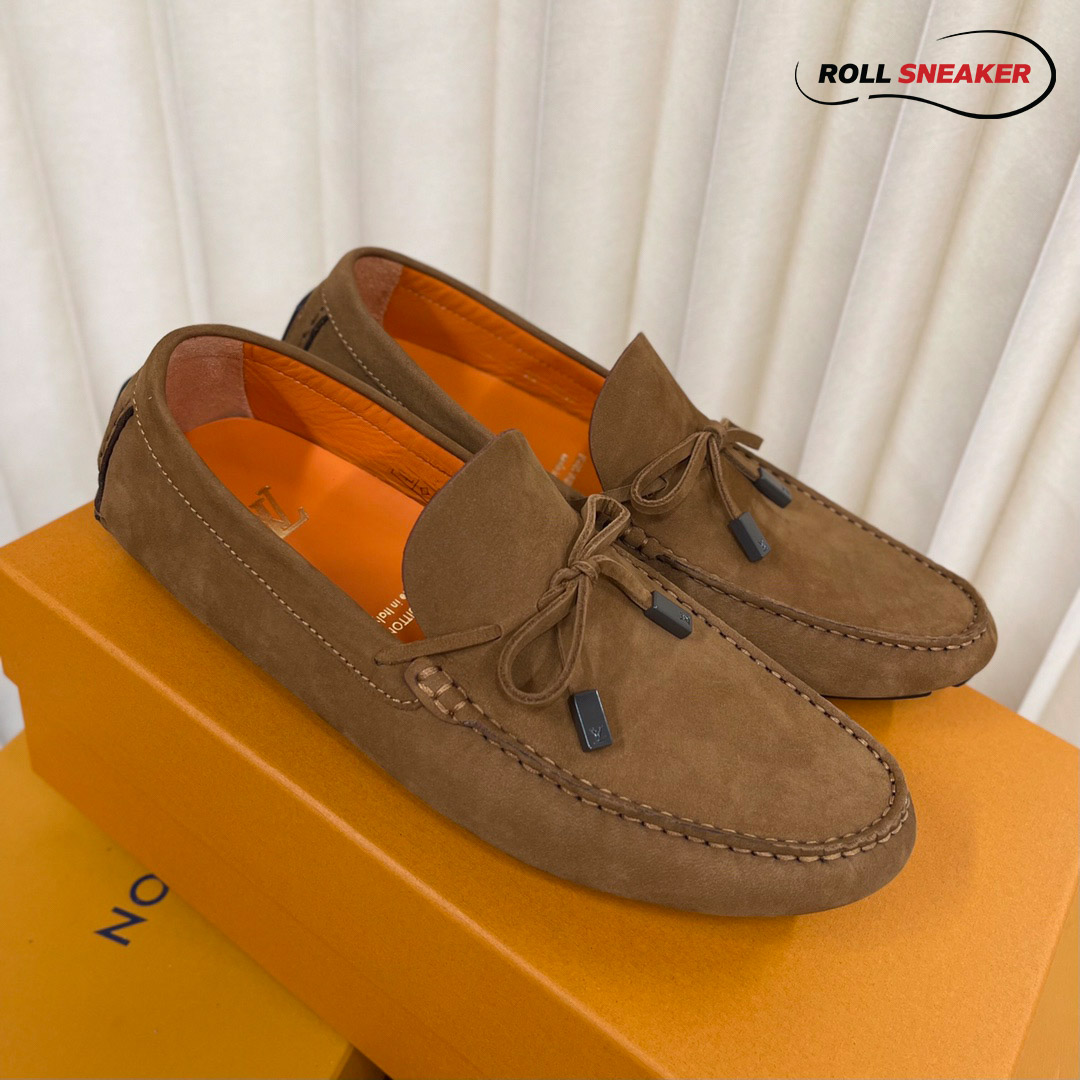 Giày Lười Louis Vuitton Driver Moccasins Moka Da Lộn