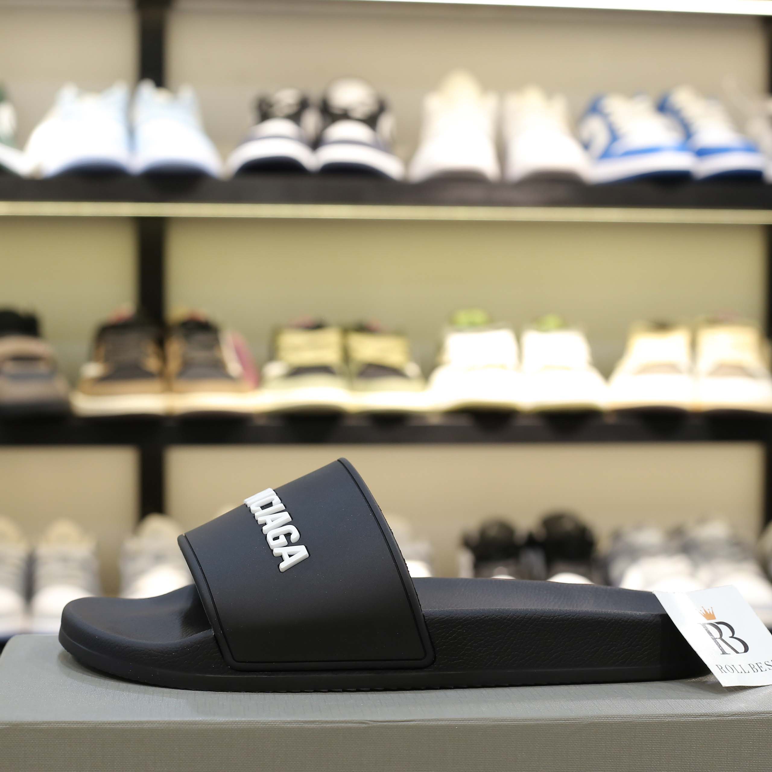 Dép Balenciaga Pool Slide Black White (Đen) Best Quality