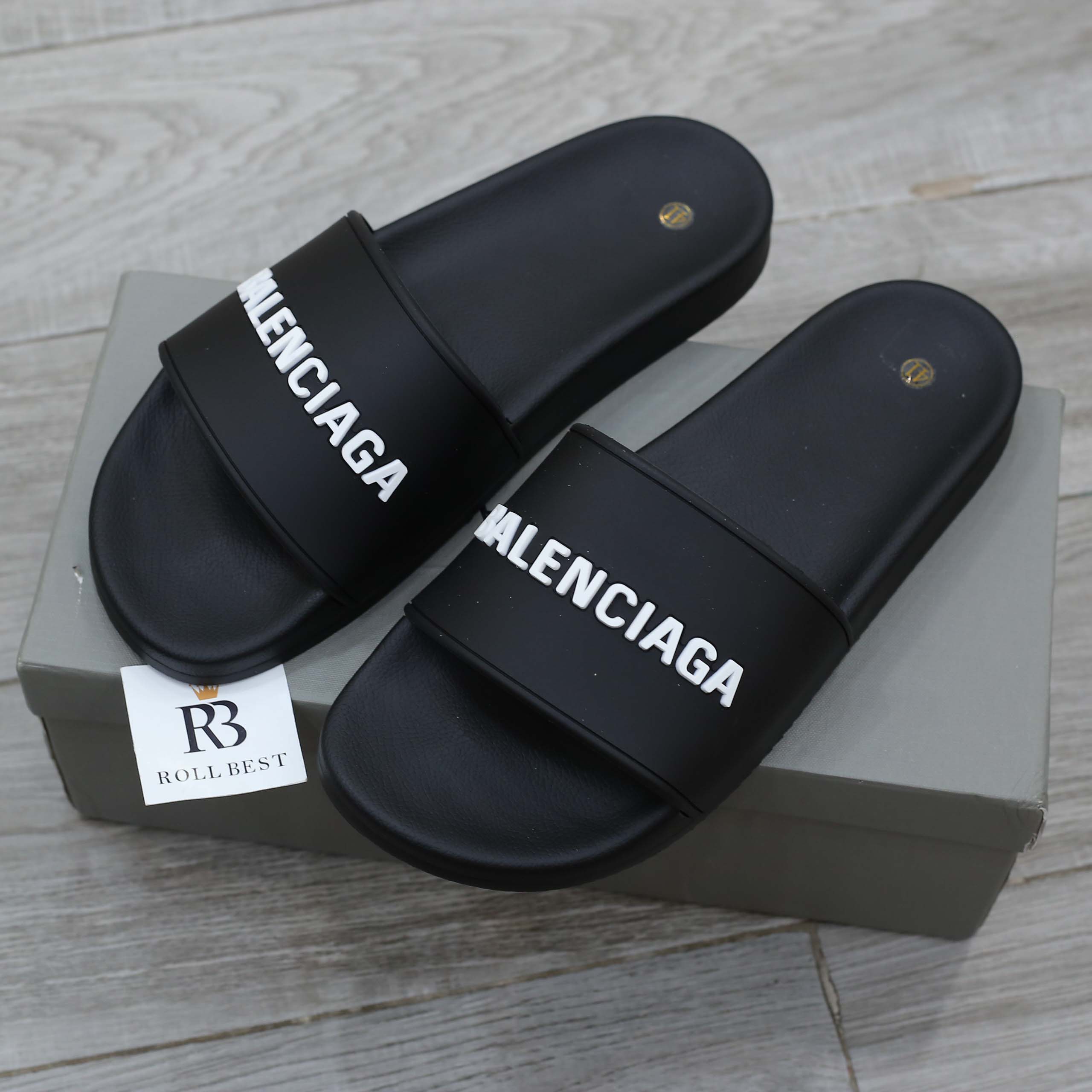 Dép Balenciaga Pool Slide Black White (Đen) Best Quality