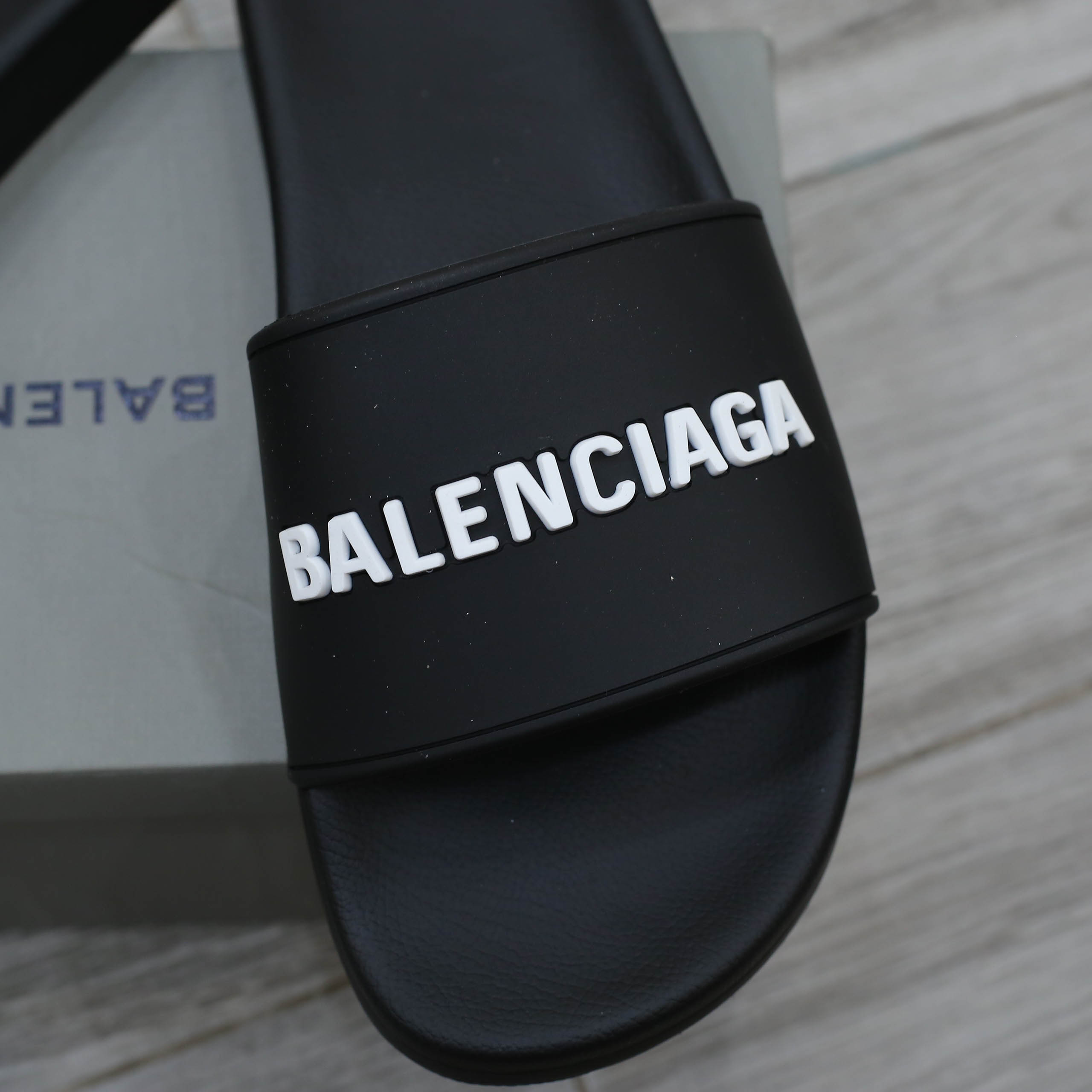 Dép Balenciaga Pool Slide Black White (Đen) Best Quality