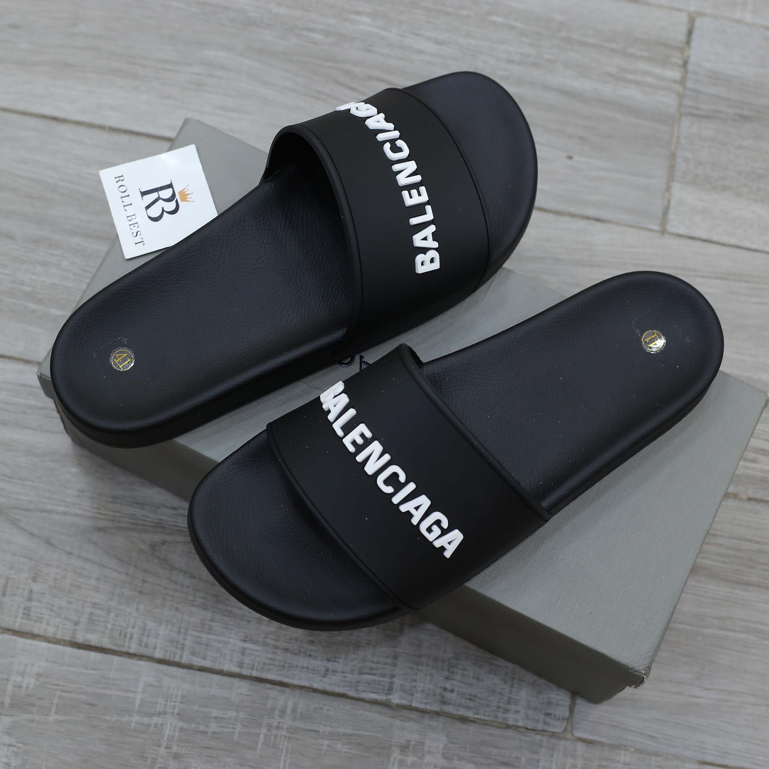 Dép Balenciaga Pool Slide Black White (Đen) Best Quality