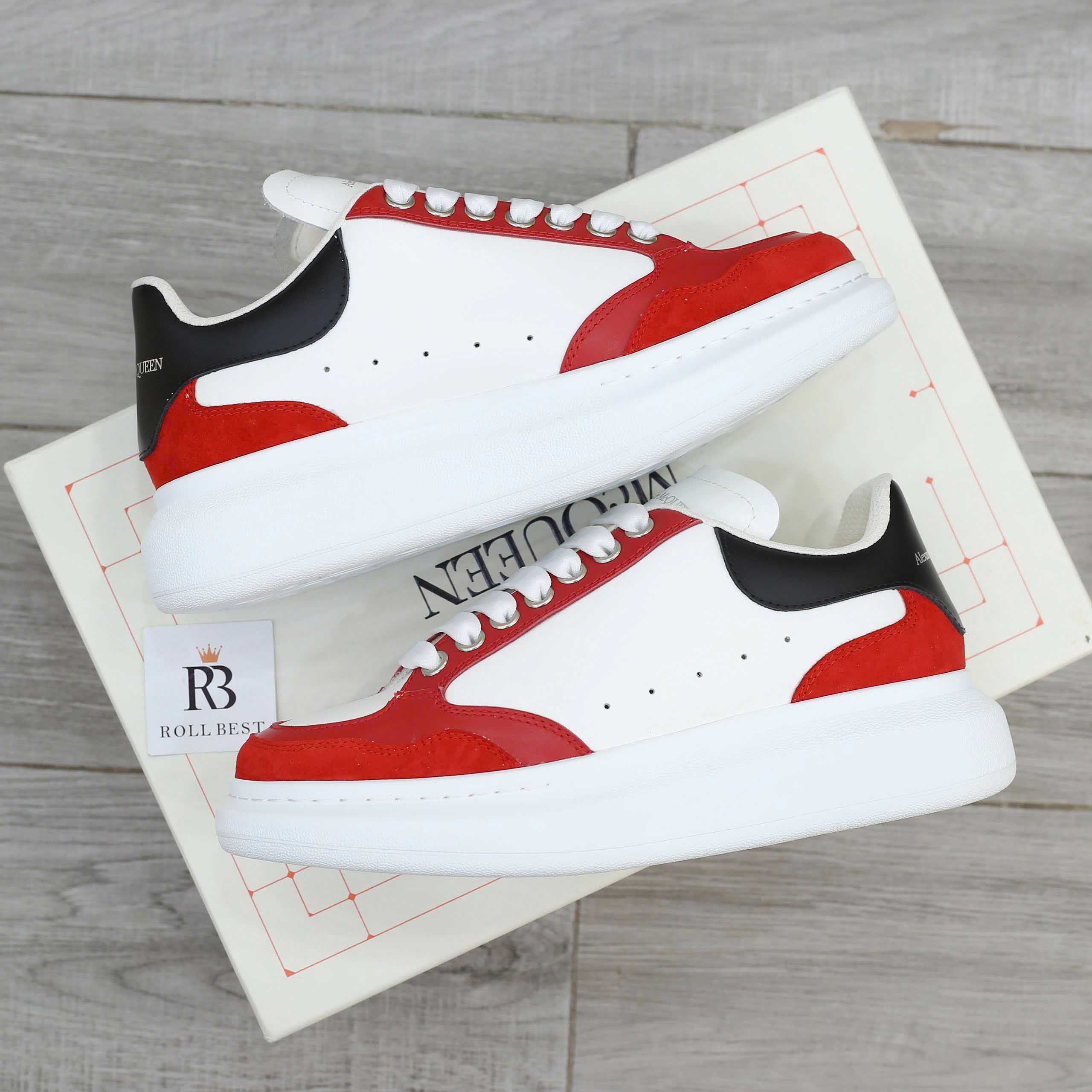 Giày Alexander McQueen Black White Red Suede Best Quality