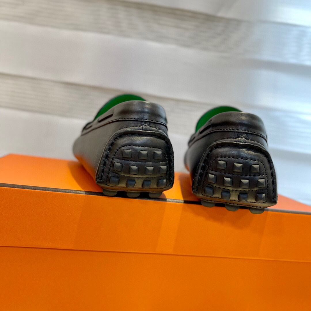 Giày Hermes Alessandro loafer Đen Da Trơn