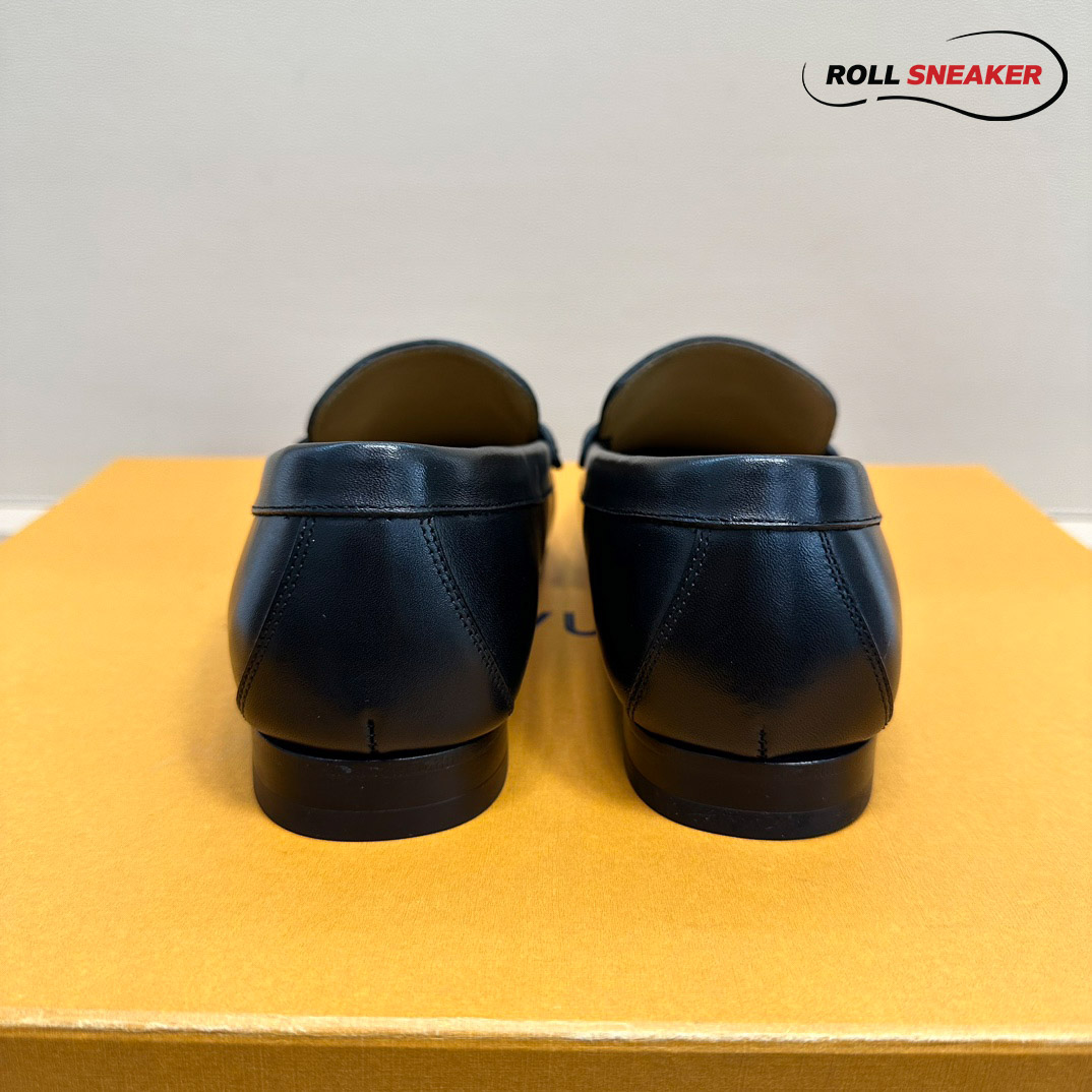 Giày lười Louis Vuitton Montaigne Loafers Da Trơn Logo LV Vàng