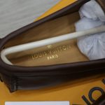 Giày lười LV Hockenheim Mocassin Brown Da Bê Họa Tiết Monogram Canvas Logo LV Bạc