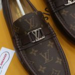 Giày lười LV Hockenheim Mocassin Brown Da Bê Họa Tiết Monogram Canvas Logo LV Bạc