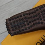Giày lười LV Hockenheim Mocassin Brown Da Bê Họa Tiết Monogram Canvas Logo LV Bạc