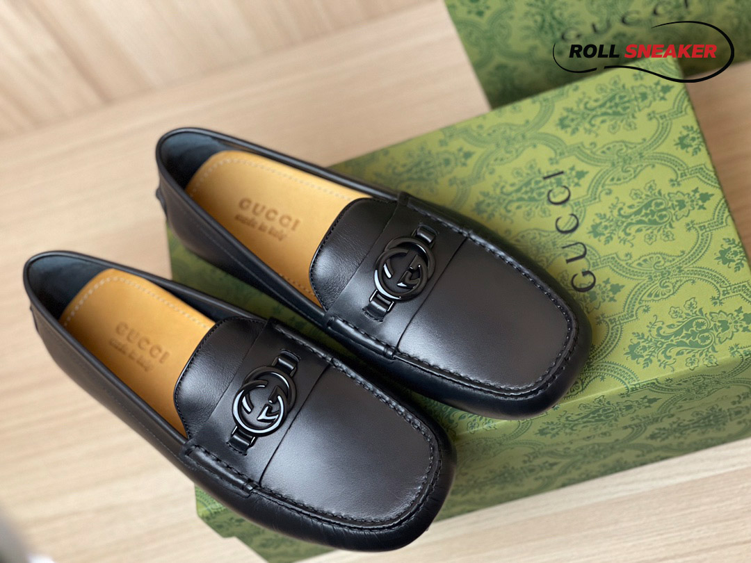 Giày lười nam Gucci Driver With Interlocking G Black