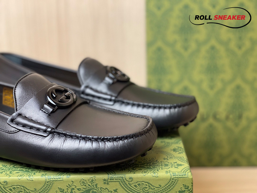 Giày lười nam Gucci Driver With Interlocking G Black
