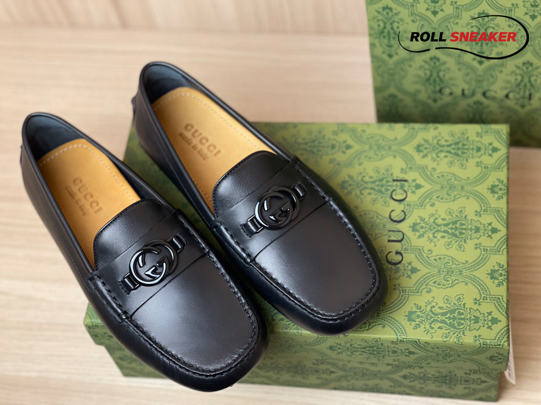 Giày lười nam Gucci Driver With Interlocking G Black
