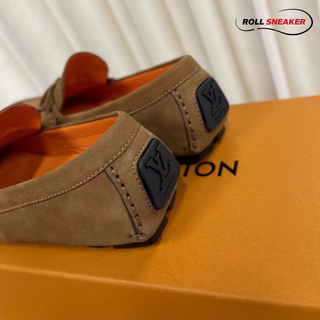 Giày Lười Louis Vuitton Driver Moccasins Moka Da Lộn