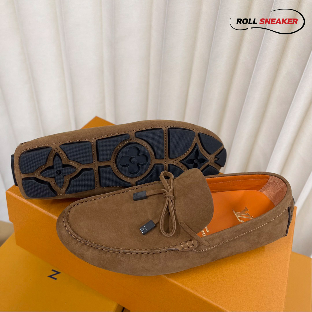 Giày Lười Louis Vuitton Driver Moccasins Moka Da Lộn