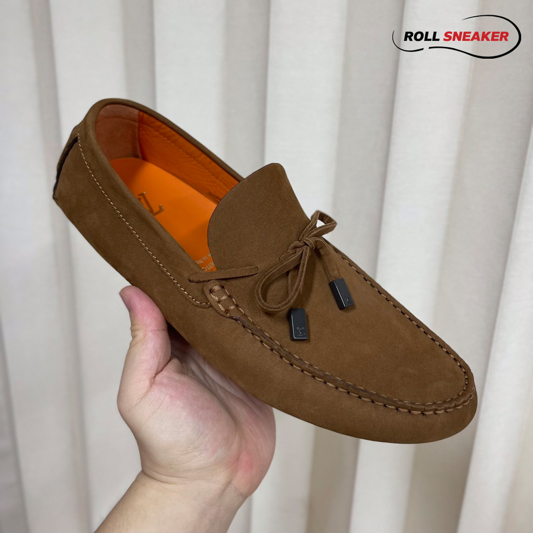 Giày Lười Louis Vuitton Driver Moccasins Moka Da Lộn