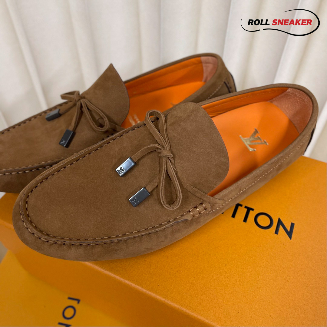 Giày Lười Louis Vuitton Driver Moccasins Moka Da Lộn