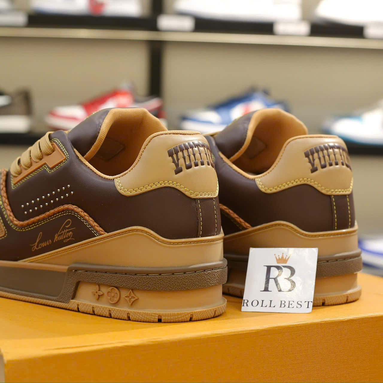 Giày Louis Vuitton LV Trainer Brown Yellow Best Quality