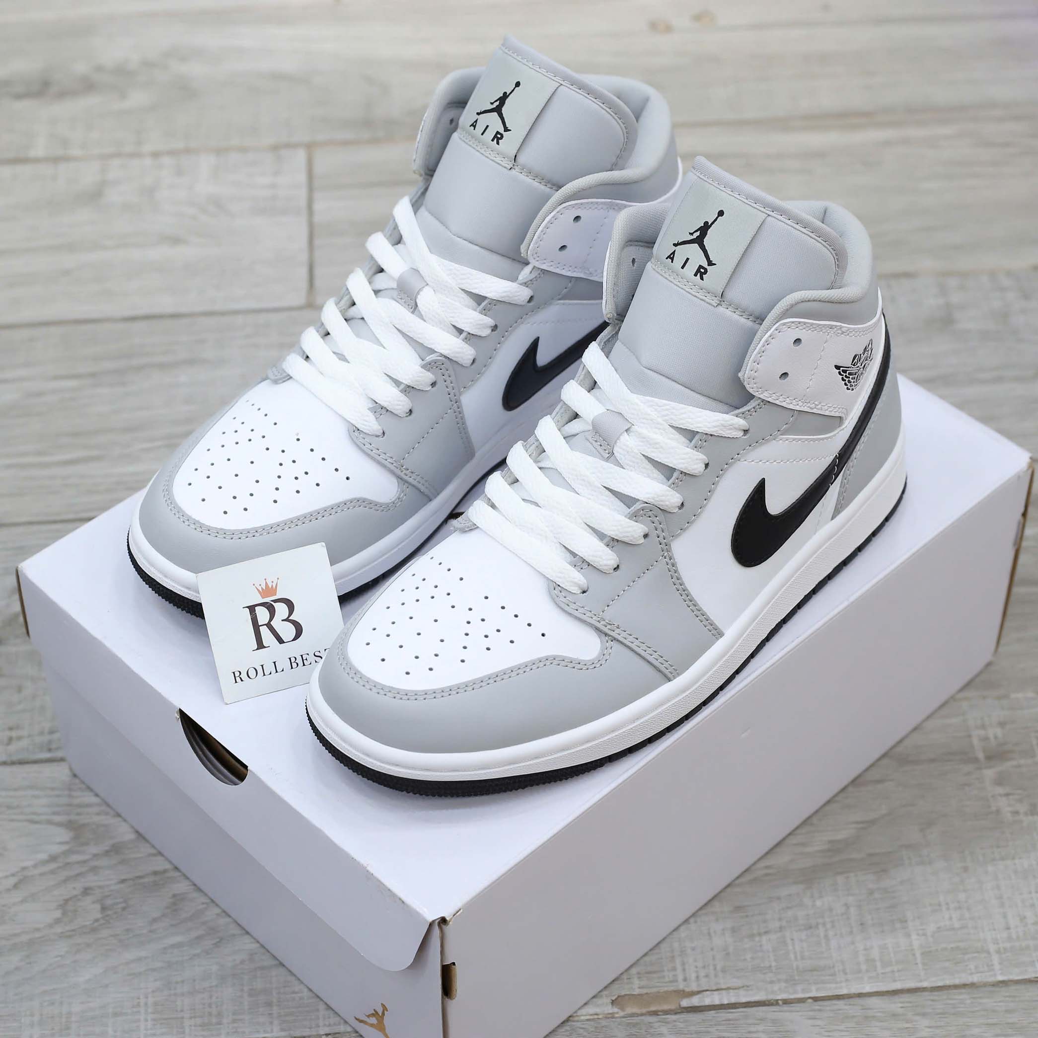 Giày Air Jordan 1 Mid Grey Fog And Light Smoke Grey Best Quality