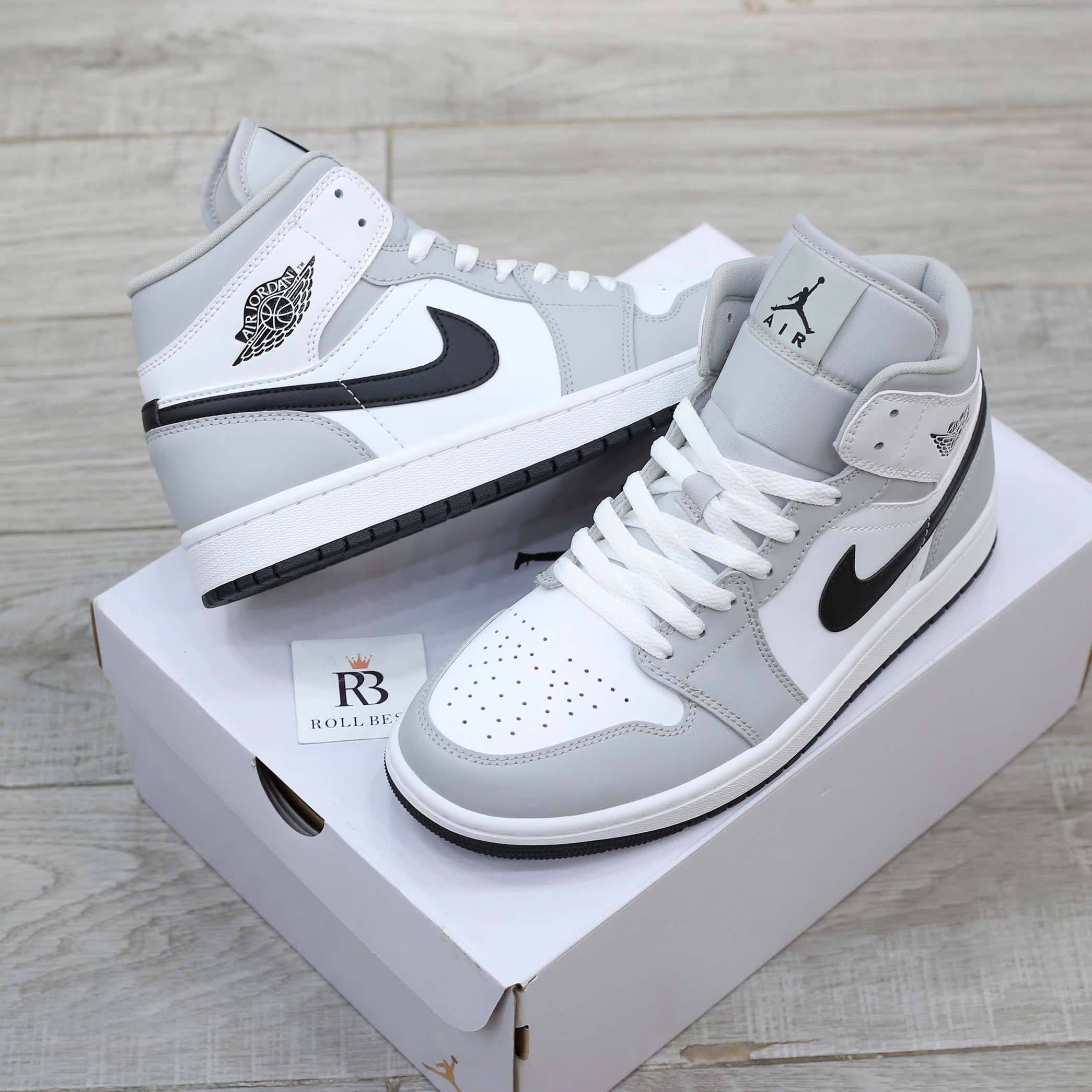 Giày Air Jordan 1 Mid Grey Fog And Light Smoke Grey Best Quality