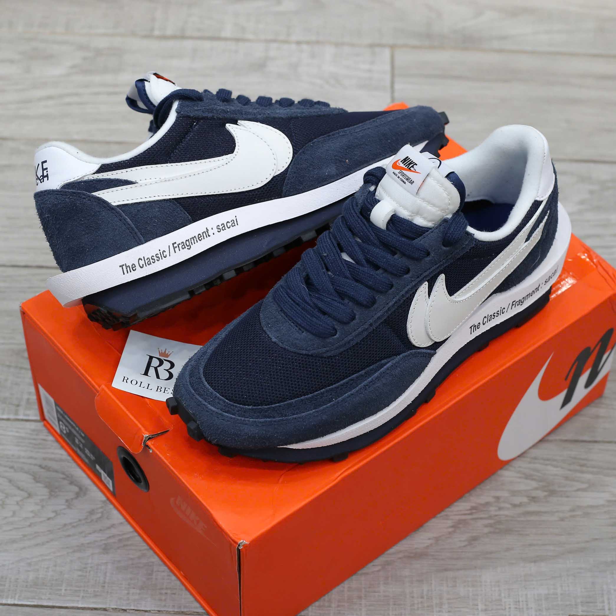 Giày Nike Fragment Design x sacai x LDV Waffle ‘Blackened Blue’ Best Quality