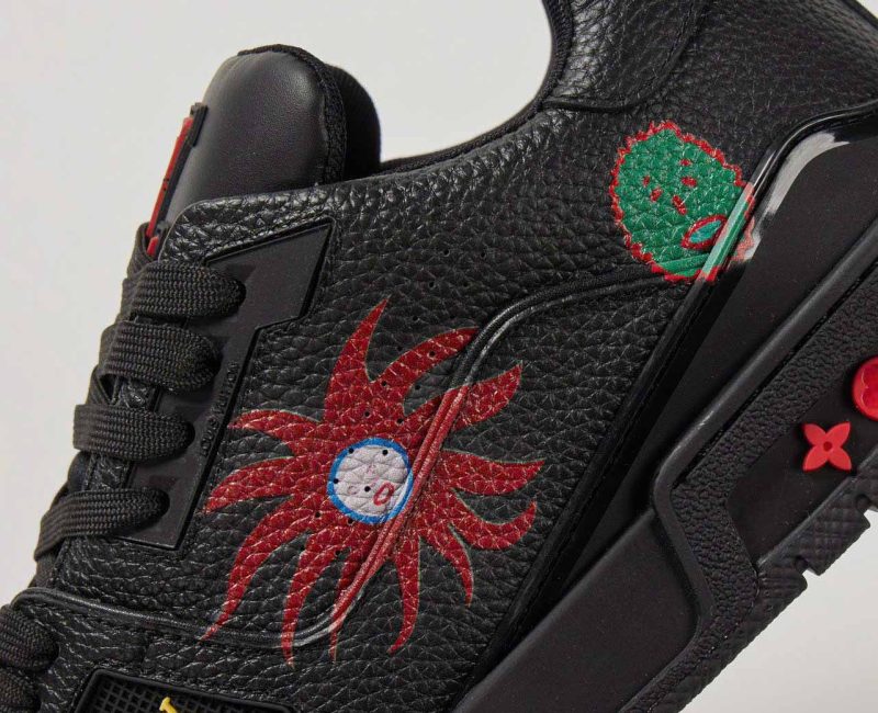 Giày Louis Vuitton x Yayoi Kusama LV Trainer Black Leather Best Quality