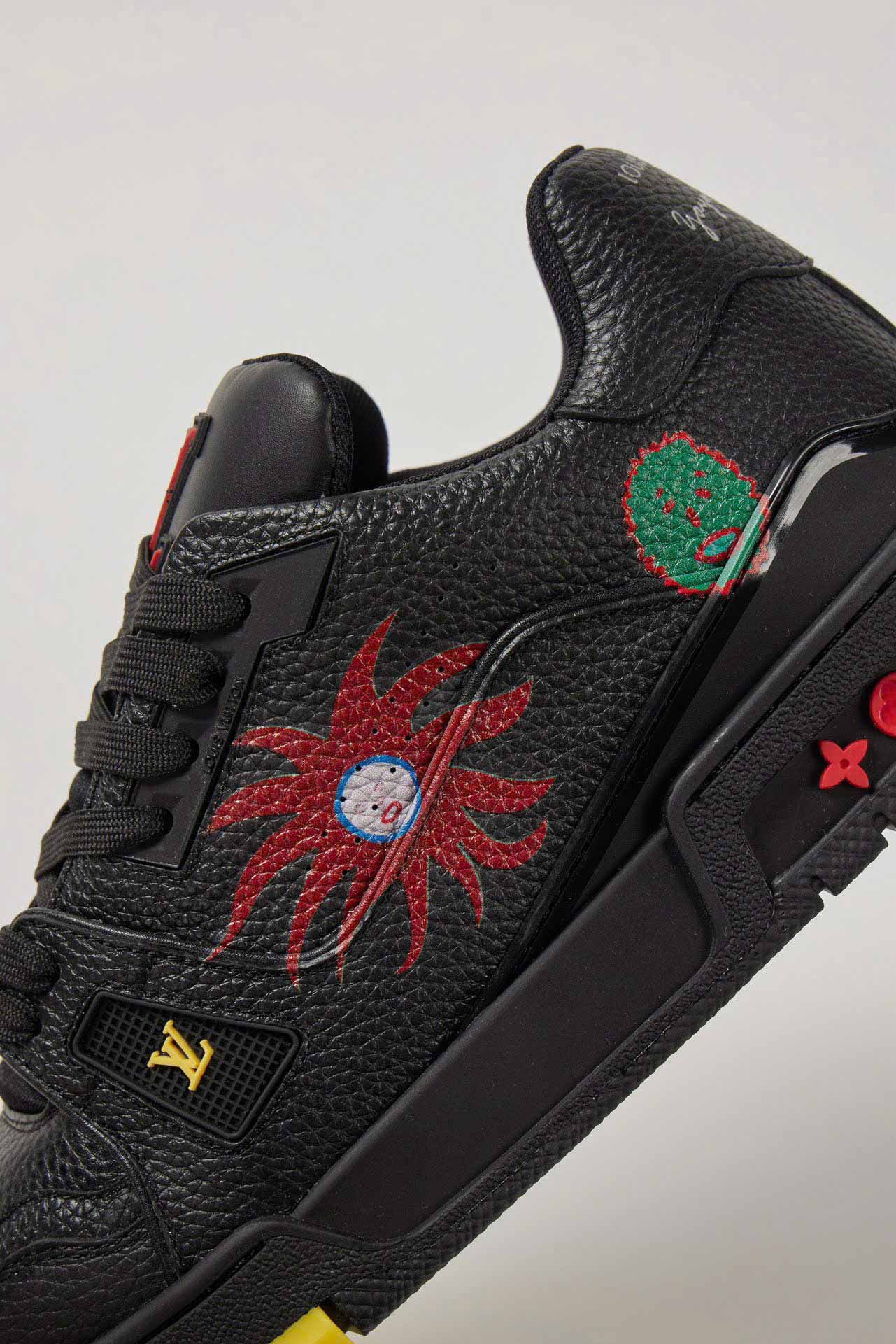 Giày Louis Vuitton x Yayoi Kusama LV Trainer Black Leather Best Quality