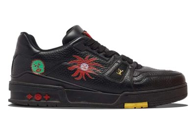 Giày Louis Vuitton x Yayoi Kusama LV Trainer Black Leather Best Quality