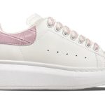 Giày Alexander Mcqueen Trắng Gót Hồng Vân Cá Sấu Chuẩn 99% Auth