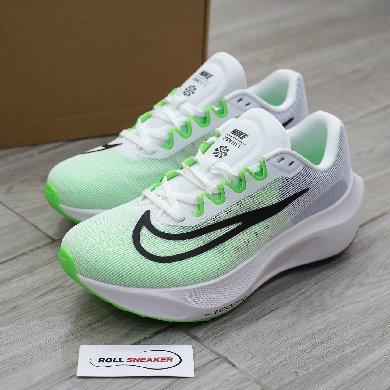 Giày Nike Zoom Fly 5 ‘White Green Strike Blue’ Chuẩn 99% Auth