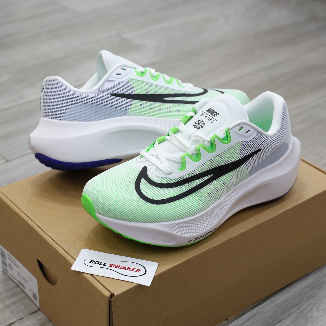 Giày Nike Zoom Fly 5 ‘White Green Strike Blue’ Chuẩn 99% Auth