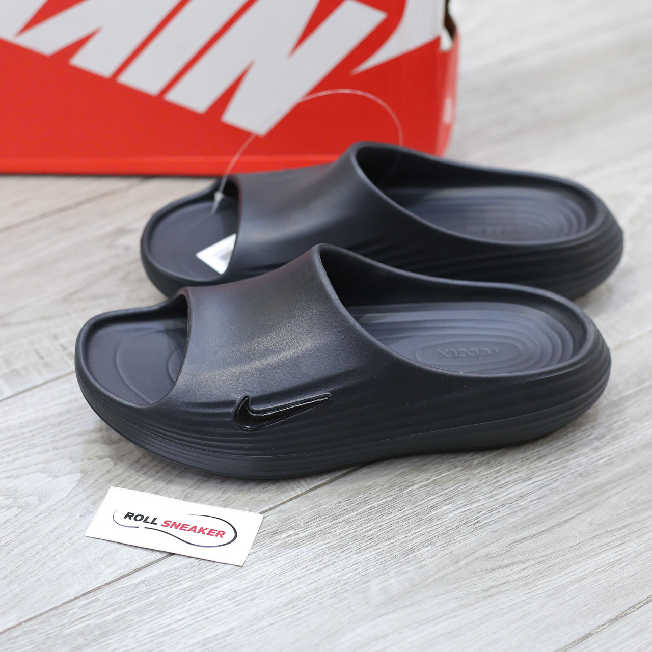 Dép Nike ReactX Rejuven8 Slide Black Chuẩn 95% Auth