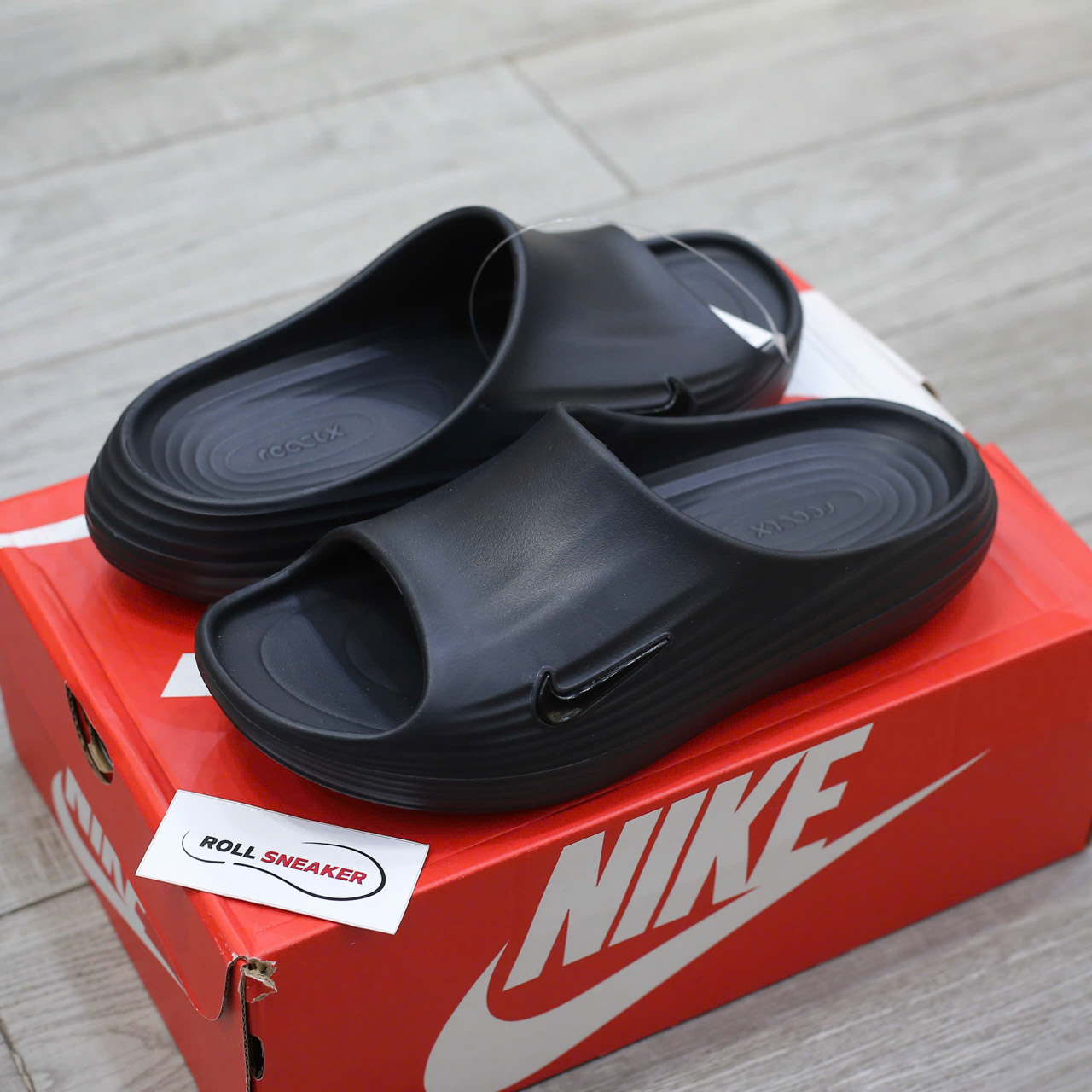 Dép Nike ReactX Rejuven8 Slide Black Chuẩn 95% Auth