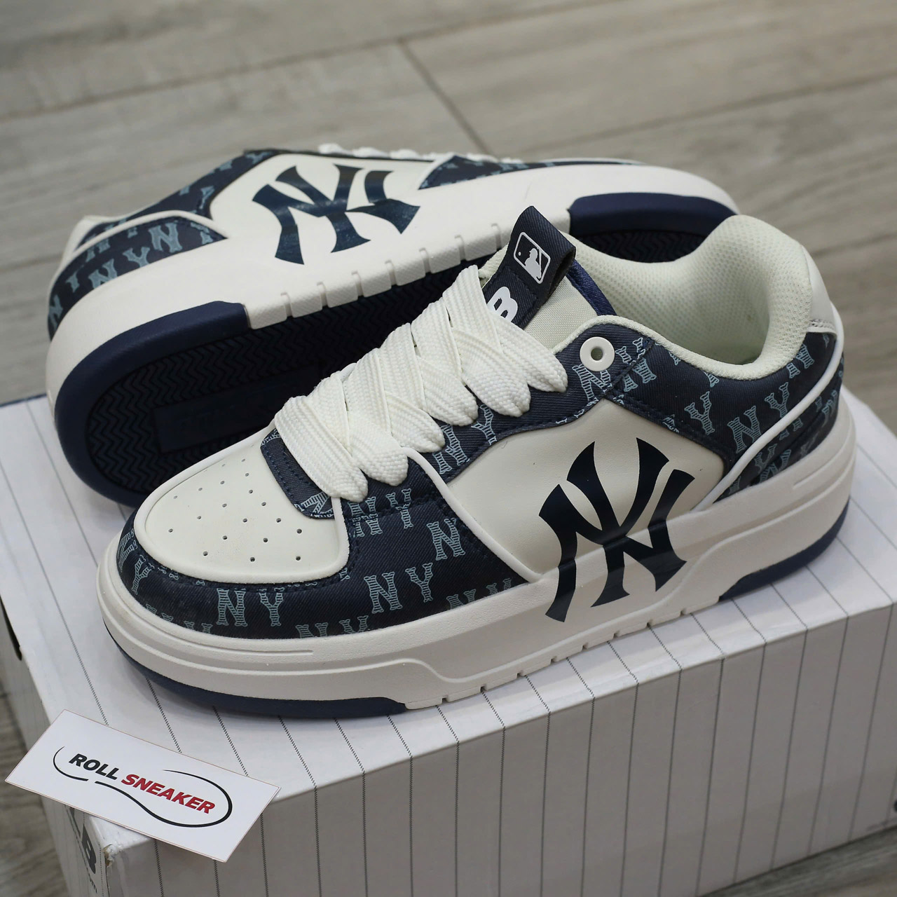 Giày MLB Chunky Liner Denim Classic Mono New York Yankees Navy Like Auth
