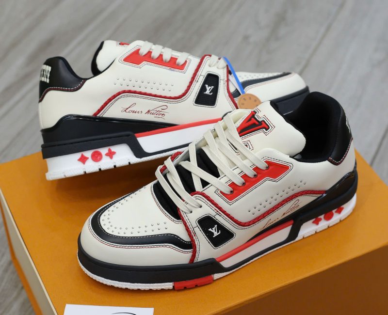 Giày LV Trainer Signature White Black Red Calfskin Best Quality